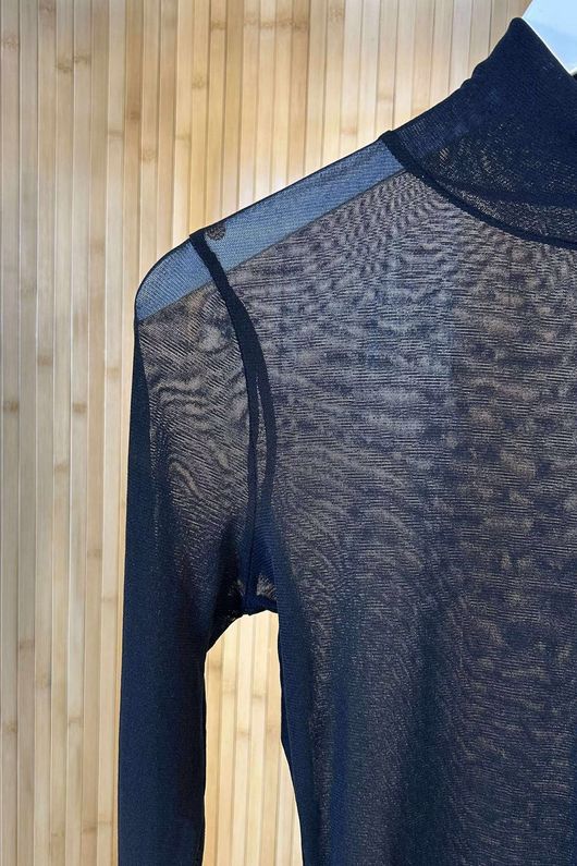 Essential Stretch Mesh Polo Layering Top Black /30=